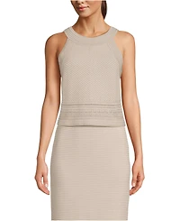 Lands' End Women's Gassed Cotton Pointelle Halter Top Sweater Set
