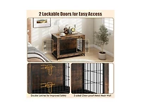 Dog Crate Furniture with Double Lockable Doors and Removable Pull-out Tray