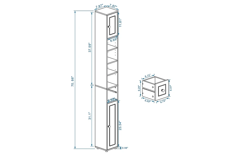 Casainc Tall Slim 71" Freestanding Bathroom Cabinet with Drawer, 2 Doors & Adjustable Shelves in White