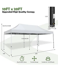 Gymax 10 x 20FT Patio Pop-Up Folding Canopy Tent Upf 50+ Instant Sun Shelter