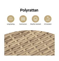 vidaXL Patio Side Tables 2 pcs with Wooden Top Beige Poly Rattan