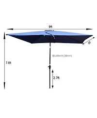 Flynama 6 x 9ft Patio Umbrella Outdoor Waterproof Umbrella with Crank and Push Button Tilt without flap