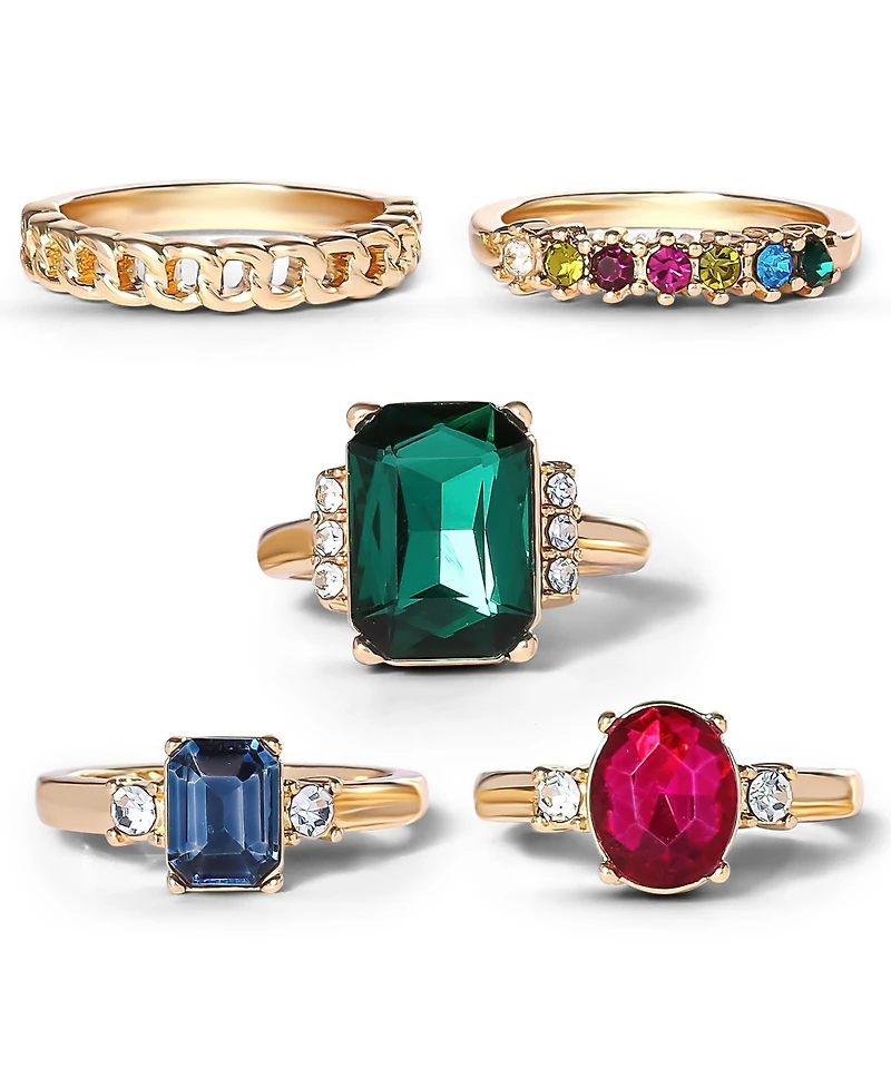Jessica Simpson Multi-Gemstone Statement Ring Set