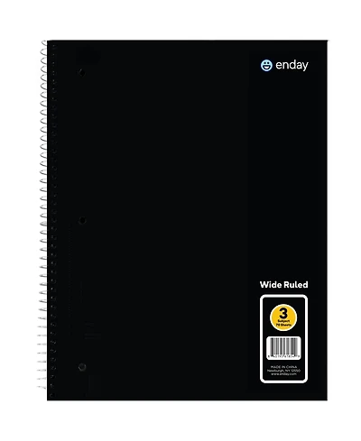 Emraw 3 Subject Spiral Notebooks Pink, Wide Ruled, 120 Sheets White Paper Ideal for Class Assignments, Homework, Planning and General Notes