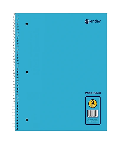 Emraw 3 Subject Spiral Notebooks Pink, Wide Ruled, 120 Sheets White Paper Ideal for Class Assignments, Homework, Planning and General Notes