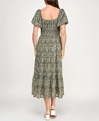 Trixxi Juniors' Chiffon Printed Fit & Flare Midi Dress