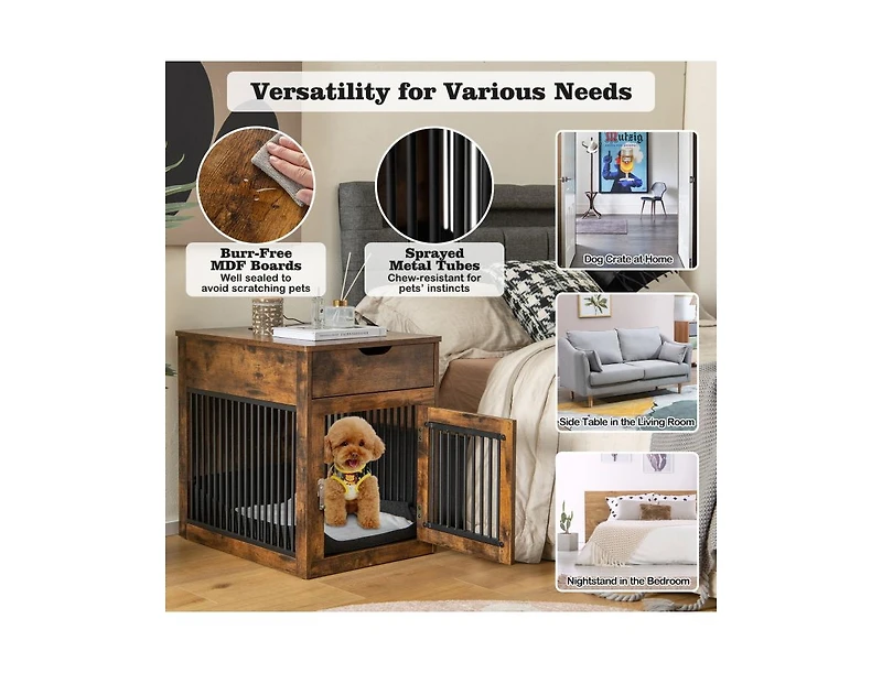 2-In-1 Dog House with Drawer and Wired Wireless Charging
