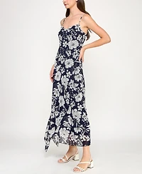 Row A Juniors' Printed V-Neck Sleeveless Maxi Dress