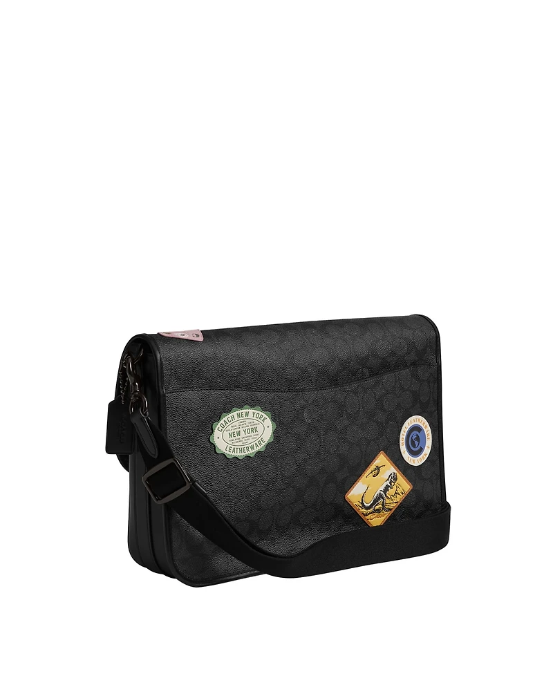 Coach Men's Hitch Signature Canvas with Patches Messenger Bag