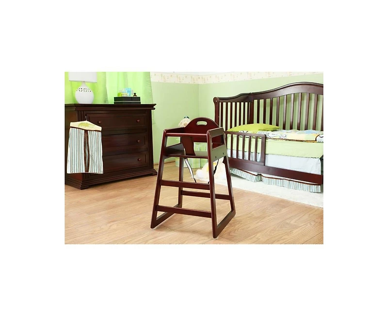 La Baby Solid Wood Stackable High Chair, Cherry