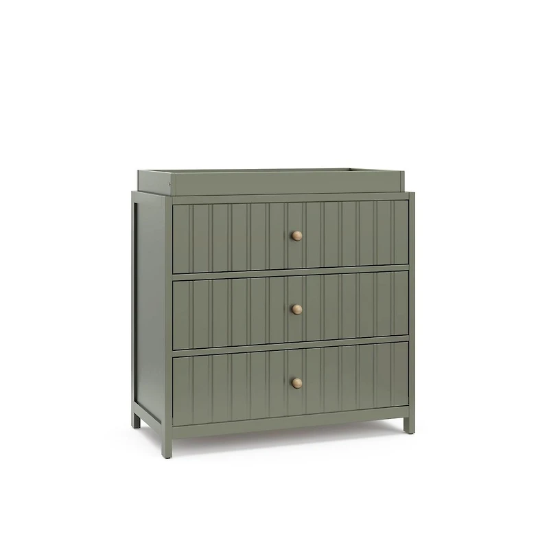 Graco Teddi 3 Drawer Chest with Changing Table Topper (Olive)