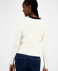 Tommy Hilfiger Women's Contrast Trim V-Neck Button-Front Cardigan