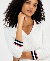 Tommy Hilfiger Women's Spread-Collar Cotton Sweater