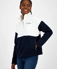 Tommy Hilfiger Women's Colorblock Quarter Zip Sweatshirt