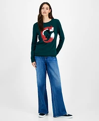 Tommy Hilfiger Women's Cotton Winter Fox Crewneck Sweater