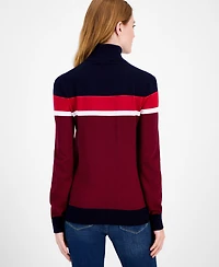 Tommy Hilfiger Women's Cotton Striped Turtleneck Sweater