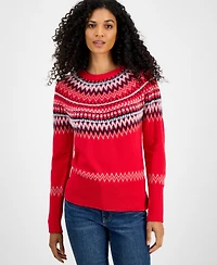 Tommy Hilfiger Women's Round-Neck Long-Sleeve Fair Isle Sweater