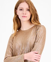 Tommy Hilfiger Women's Shine Ribbed Knit Long-Sleeve Top