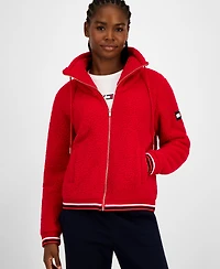 Tommy Hilfiger Women's Faux-Sherpa Contrast-Rib Bomber Jacket