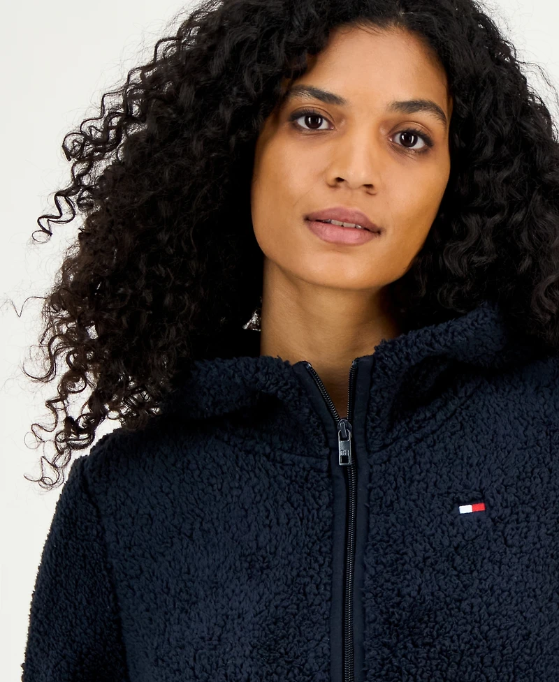 Tommy Hilfiger Women's Zip-Front Long-Sleeve Sherpa Jacket