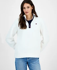 Tommy Hilfiger Women's Quarter-Zip Faux-Sherpa Jacket