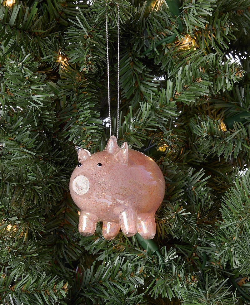 Holiday Lane Pastel Shine Pink Glitter Pig Ornament, Macy's Exclusive
