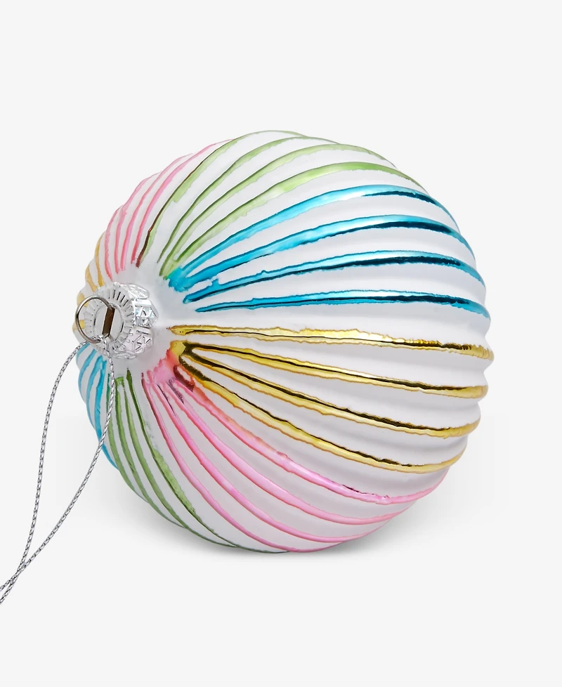 Holiday Lane Pastel Shine Rainbow Textured Ball Ornament, Macy's Exclusive
