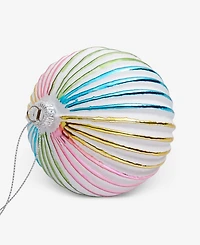 Holiday Lane Pastel Shine Rainbow Textured Ball Ornament, Macy's Exclusive