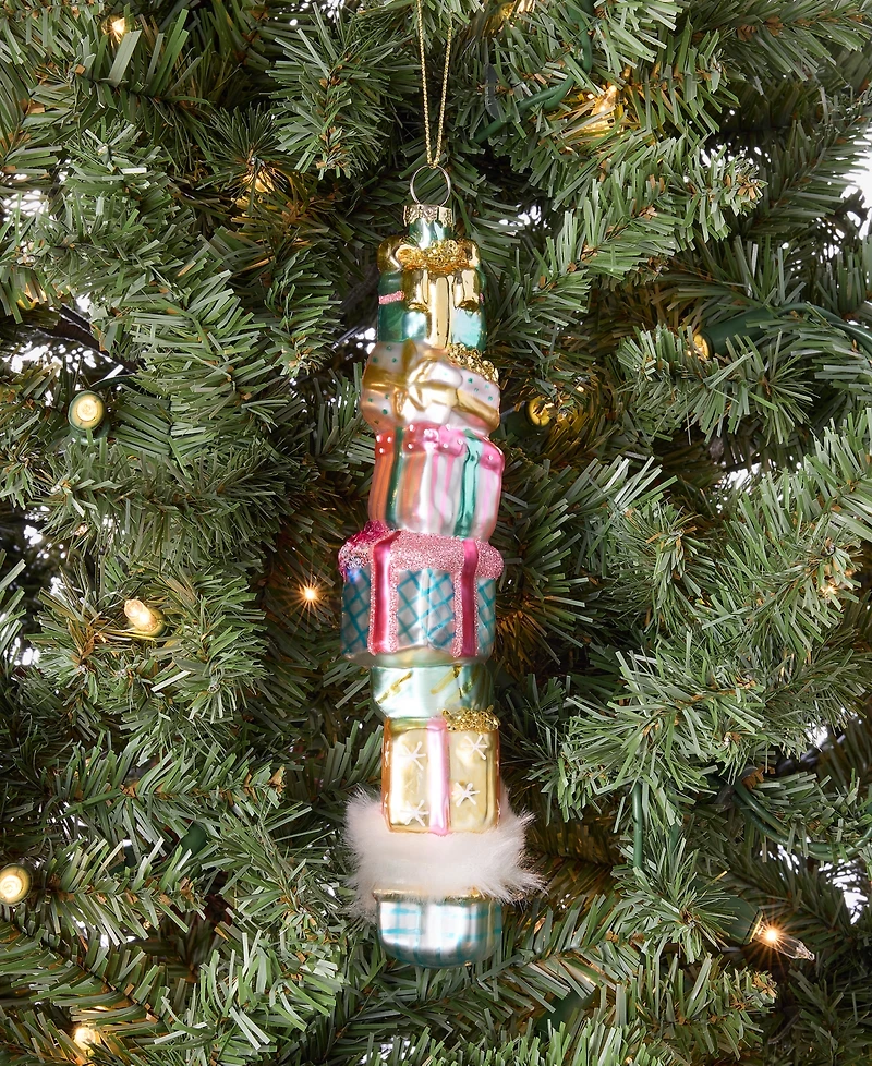 Holiday Lane Pastel Shine Rainbow Gift Box Stack Ornament, Macy's Exclusive