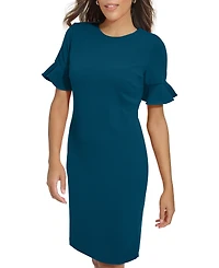 Calvin Klein Women's Scuba Crepe Short-Sleeve Sheath Dress
