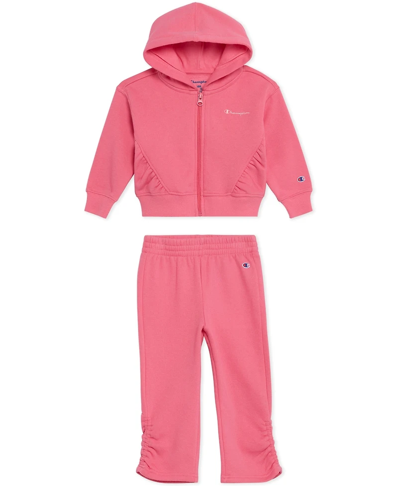 Champion Baby Girls 2-Piece Hoodie and Bootcut Pants Set