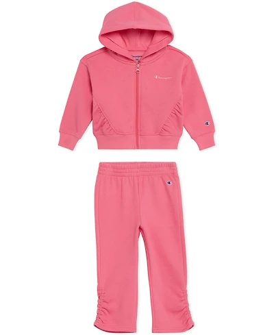 Champion Baby Girls 2-Piece Hoodie and Bootcut Pants Set
