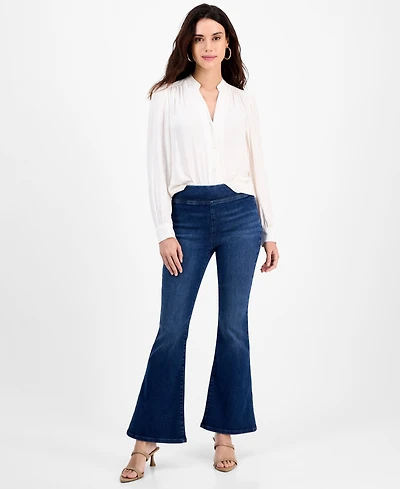 I.n.c. International Concepts Petite Flared-Leg Pull-On Jeans, Macy's Exclusive