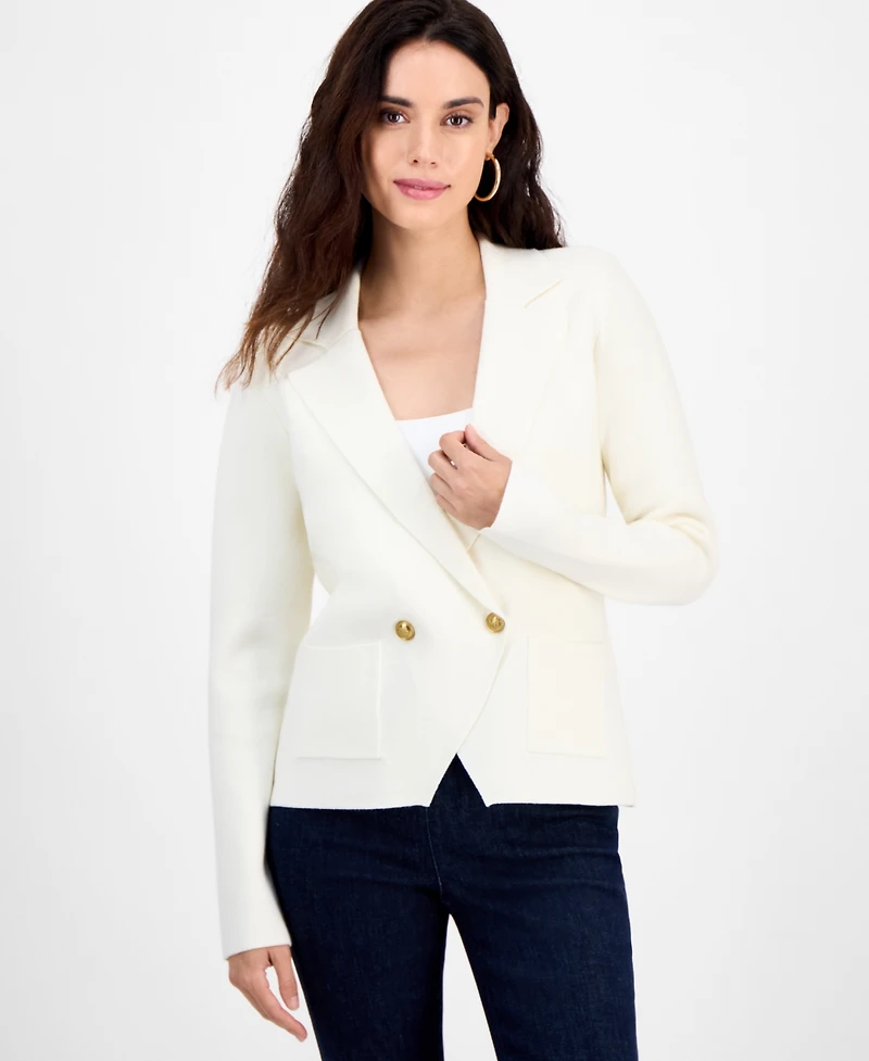 I.n.c. International Concepts Petite Double-Breasted Patch Pocket Sweater, Macy's Exclusive