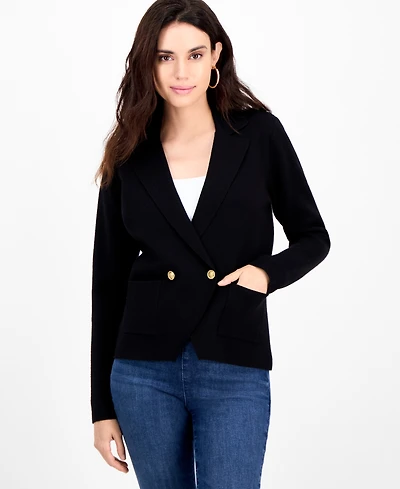 I.n.c. International Concepts Petite Double-Breasted Patch Pocket Sweater, Macy's Exclusive