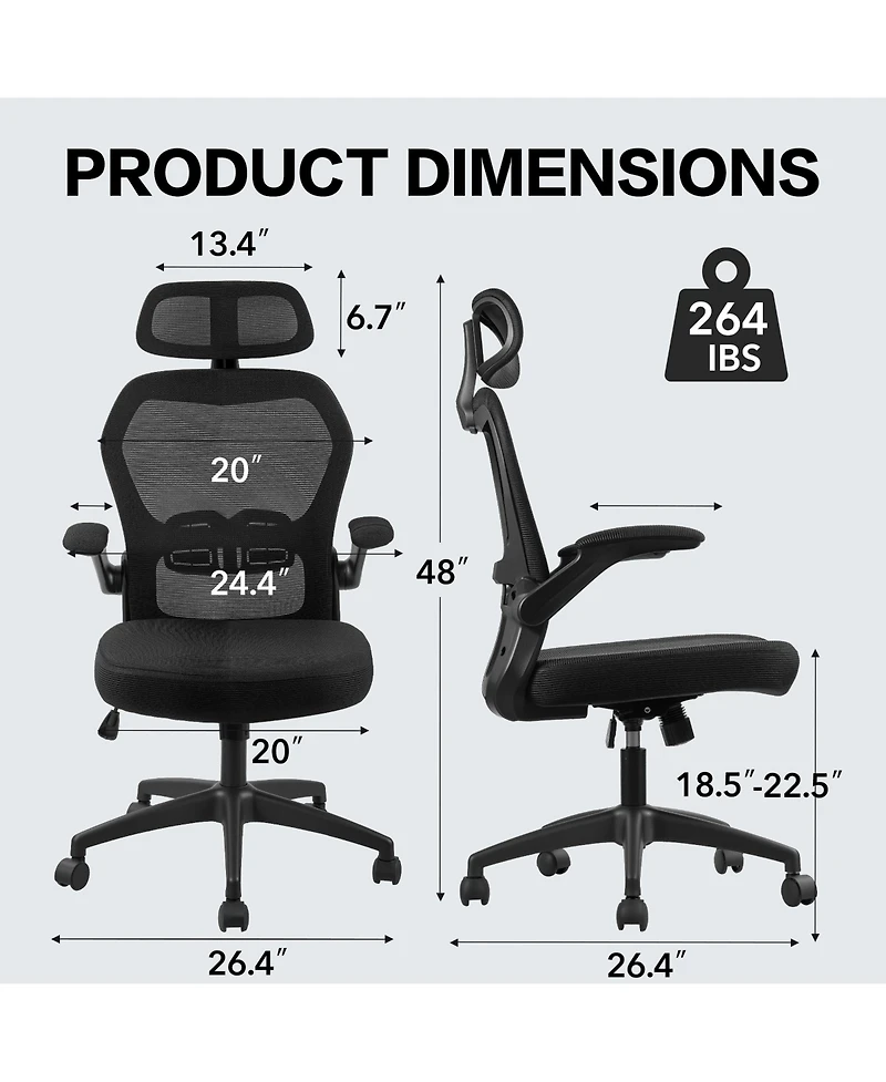 Ergonomic Mesh Office Chair with Lumbar Support and Rocking Function