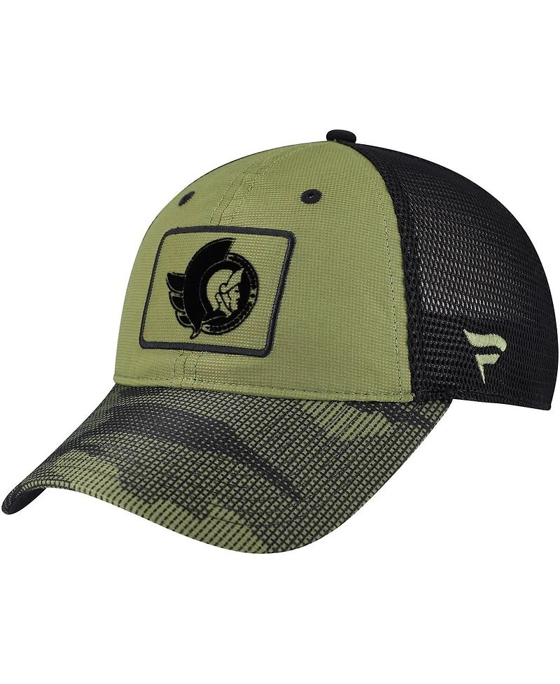 Fanatics Men's Olive Ottawa Senators Military Appreciation Trucker Adjustable Hat