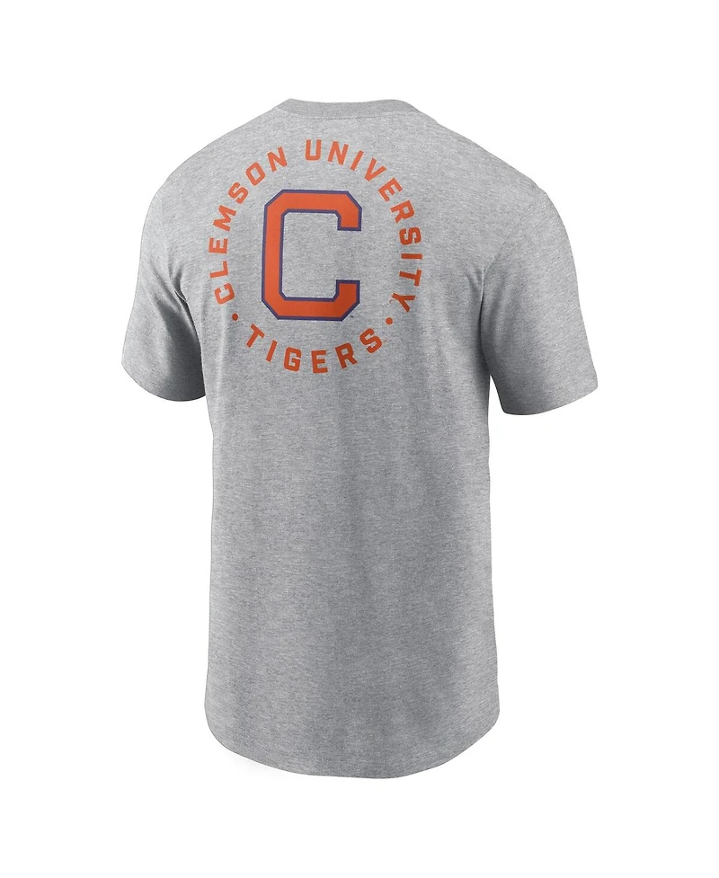 Nike Men's Heather Gray Clemson Tigers Campus 2-Hit T-Shirt