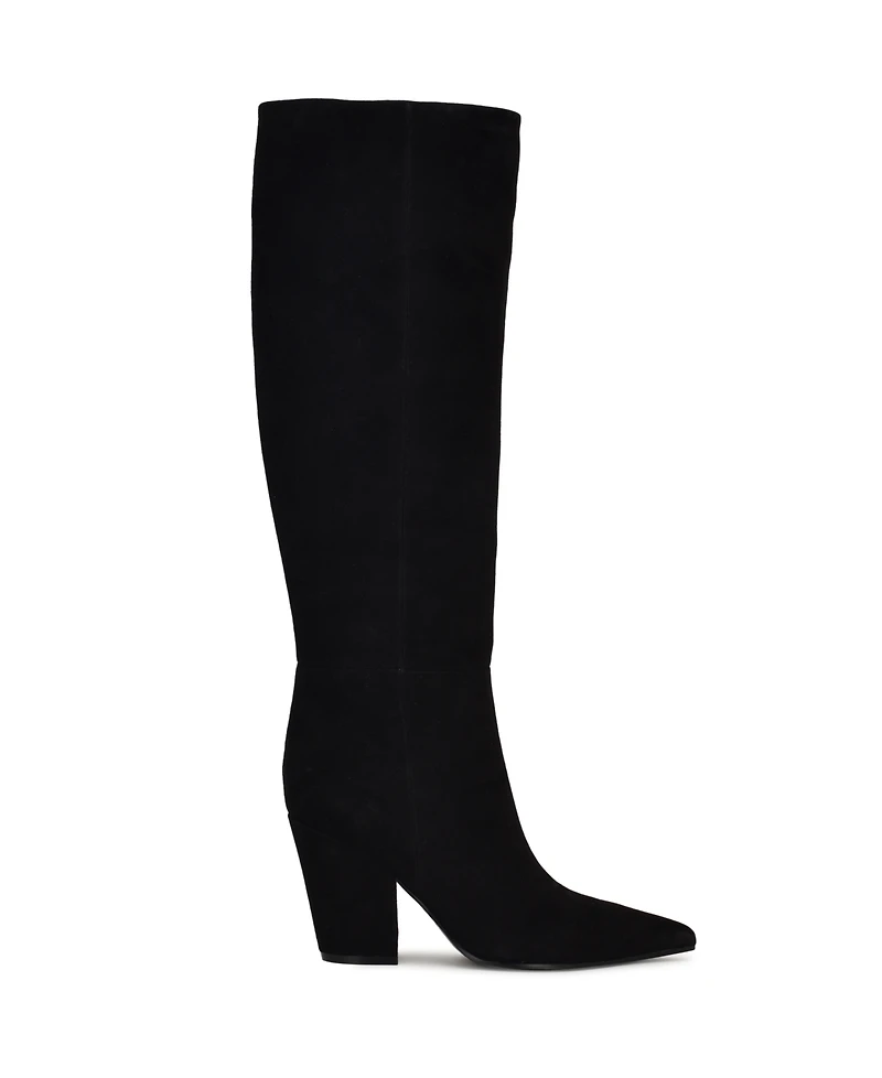 Nine West Women's Adera Wide Calf Tall Pointy Toe Dress Boots