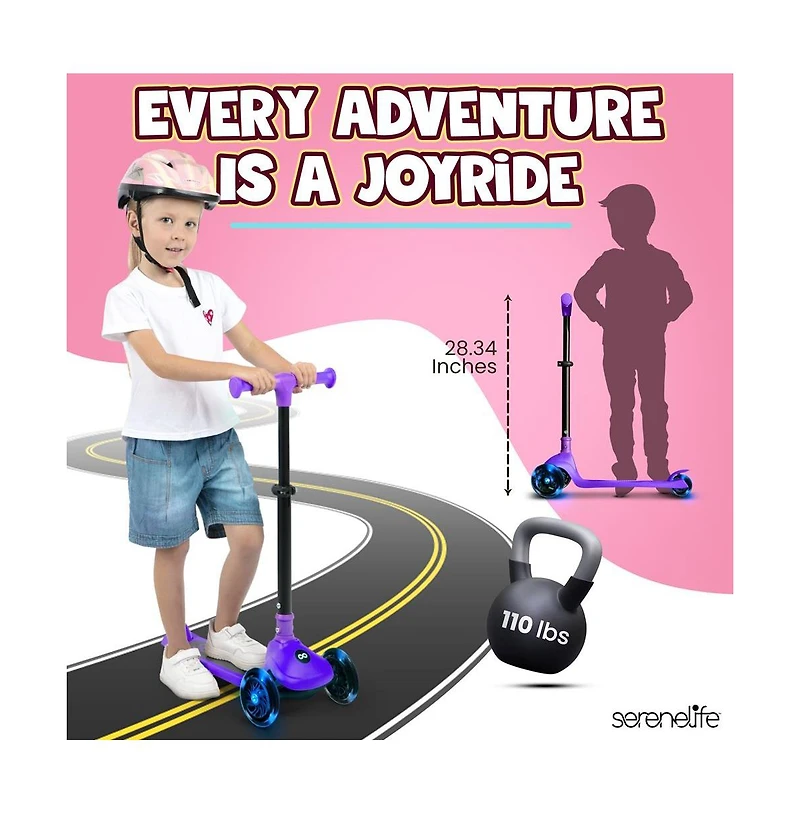 3-Wheel Foldable Kids Scooter - Child Toy Scooter with Built-in Led Wheel Lights, and Easy Maneuvering