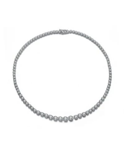 Sterling Silver With Cubic Zirconia Graduated Circle Link Tennis Necklace
