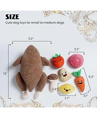 Nocciola 7-in-1 Turkey Dog Toy,Big Turkey Puzzle Toy with 6 Squeaky Veggie Plush Toy, Interactive Enrichment Dog Toys for All Breeds