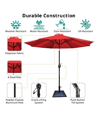 Flynama 8.8 feet Outdoor Aluminum Patio Umbrella, Market Umbrella with 42 Pound Square Resin Umbrella Base, Push Button Tilt and Crank lift