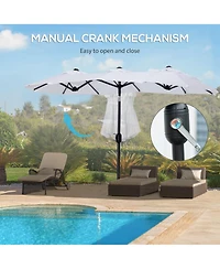 Double-sided Patio Umbrella 9.5' Large Outdoor Market Umbrella with Push Button Tilt and Crank, 3 Air Vents and 12 Ribs