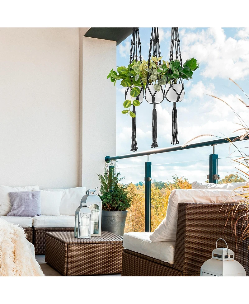 Sorbus Macrame Plant Hanger - for Indoor & Outdoor Hanging Cotton Rope, Home, Patio, Garden