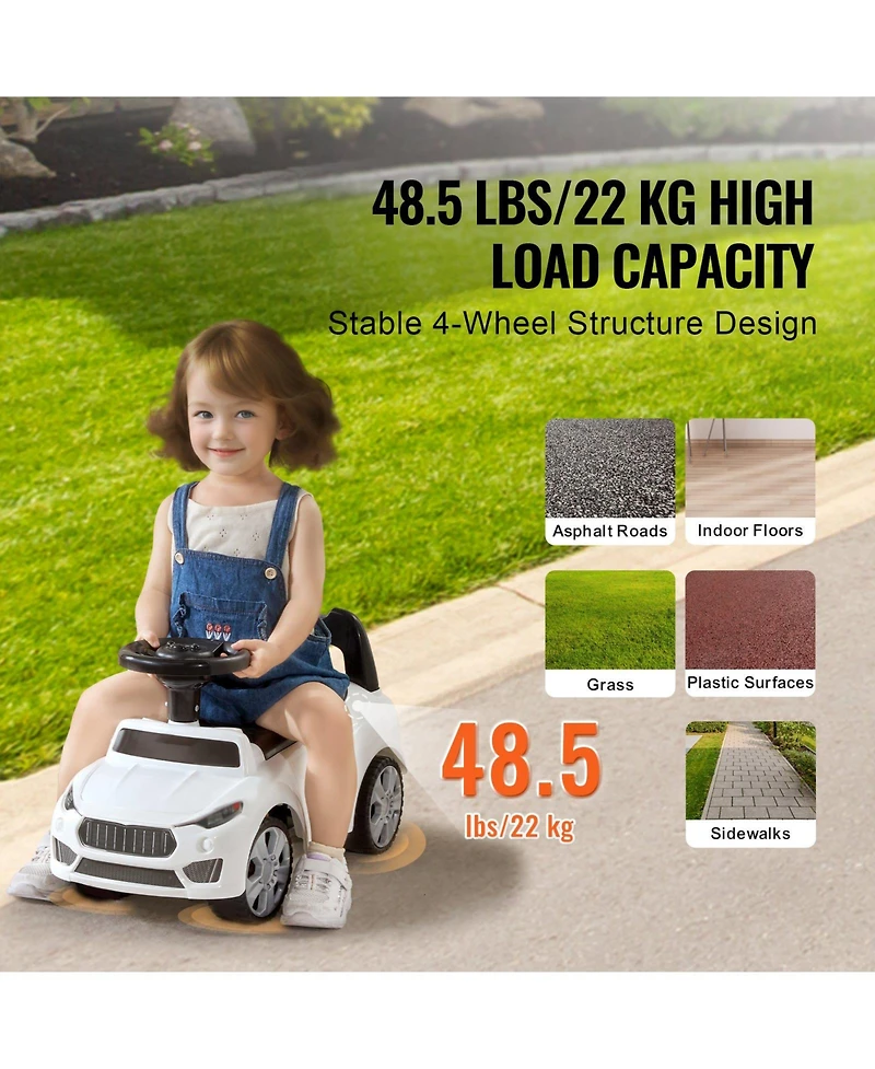 Toddler Ride On Push Car Ages 1-3 with Music Steering Wheel and Under Seat Storage