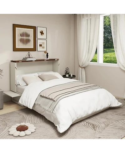 livelylodge Murphy Bed Cabinet, Queen Murphy Bed with Usb and Charging Ports, Murphy Bed Cabinet with Drawer Includes Storage Cabinet for Guest Room