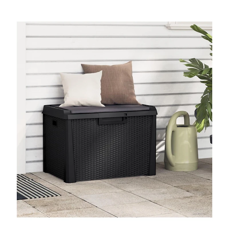 Patio Storage Box with Seat Cushion Anthracite 33 gal Pp