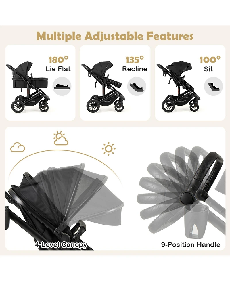 Gymax Toddler 3-in-1 Newborn Stroller Folding Convertible High Landscape Stroller