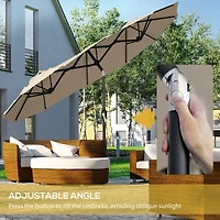 Flynama Double-sided Patio Umbrella 9.5' Large Outdoor Market Umbrella with Push Button Tilt and Crank